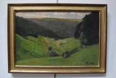 Léon Frédéric (1856-1940) Blick auf das Tal, Nafraiture, Öl auf Tafel, signiert