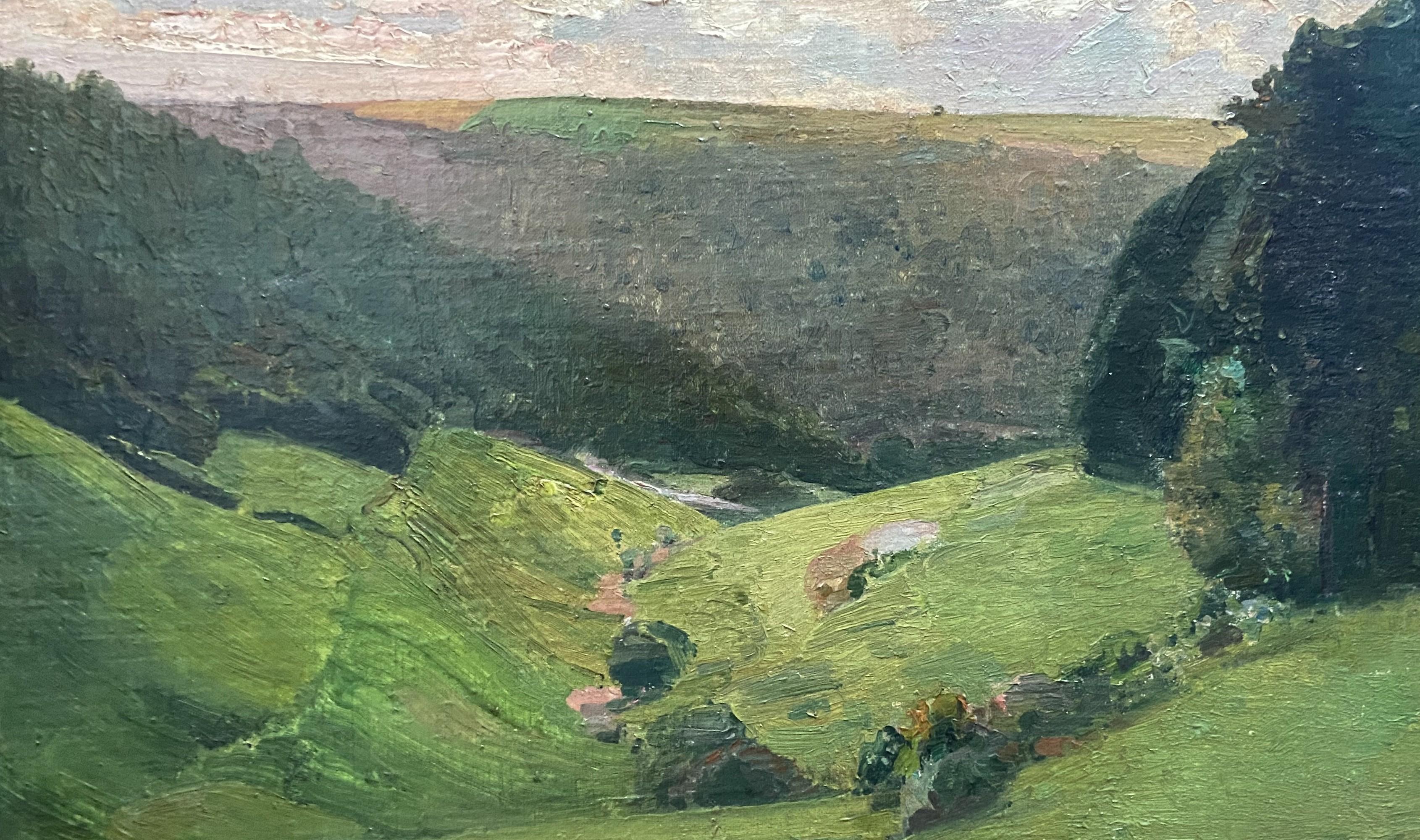 Léon Frédéric (1856-1940)  View of the valley, Nafraiture, Oil on panel signed 4