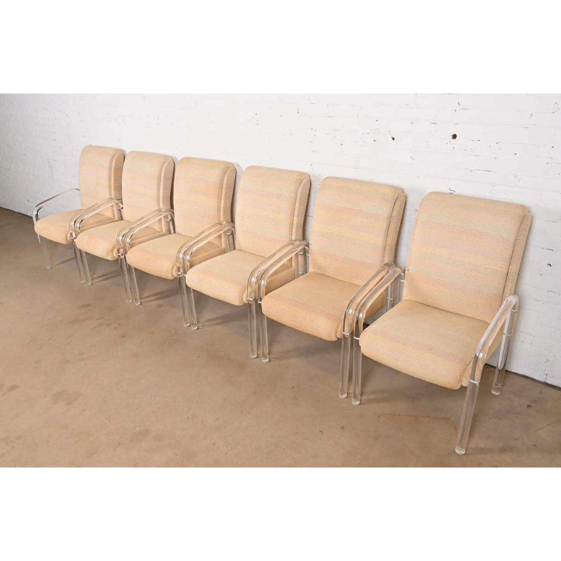 Mid-Century Modern Fauteuils Art Déco modernes en lucite Leon Frost pour Lion in Frost, lot de six en vente
