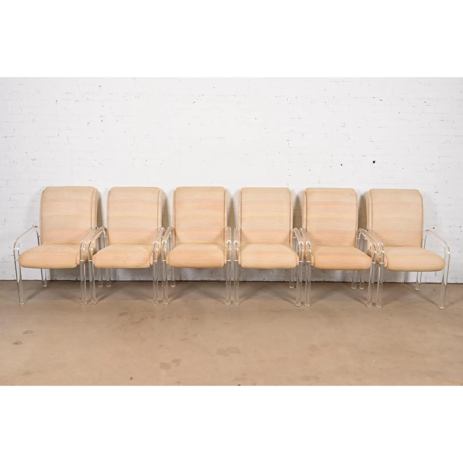 Américain Fauteuils Art Déco modernes en lucite Leon Frost pour Lion in Frost, lot de six en vente