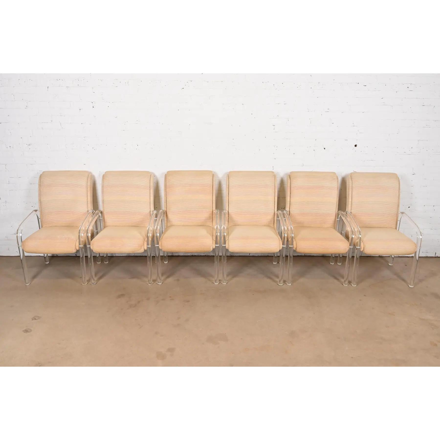 Fauteuils Art Déco modernes en lucite Leon Frost pour Lion in Frost, lot de six Bon état - En vente à South Bend, IN