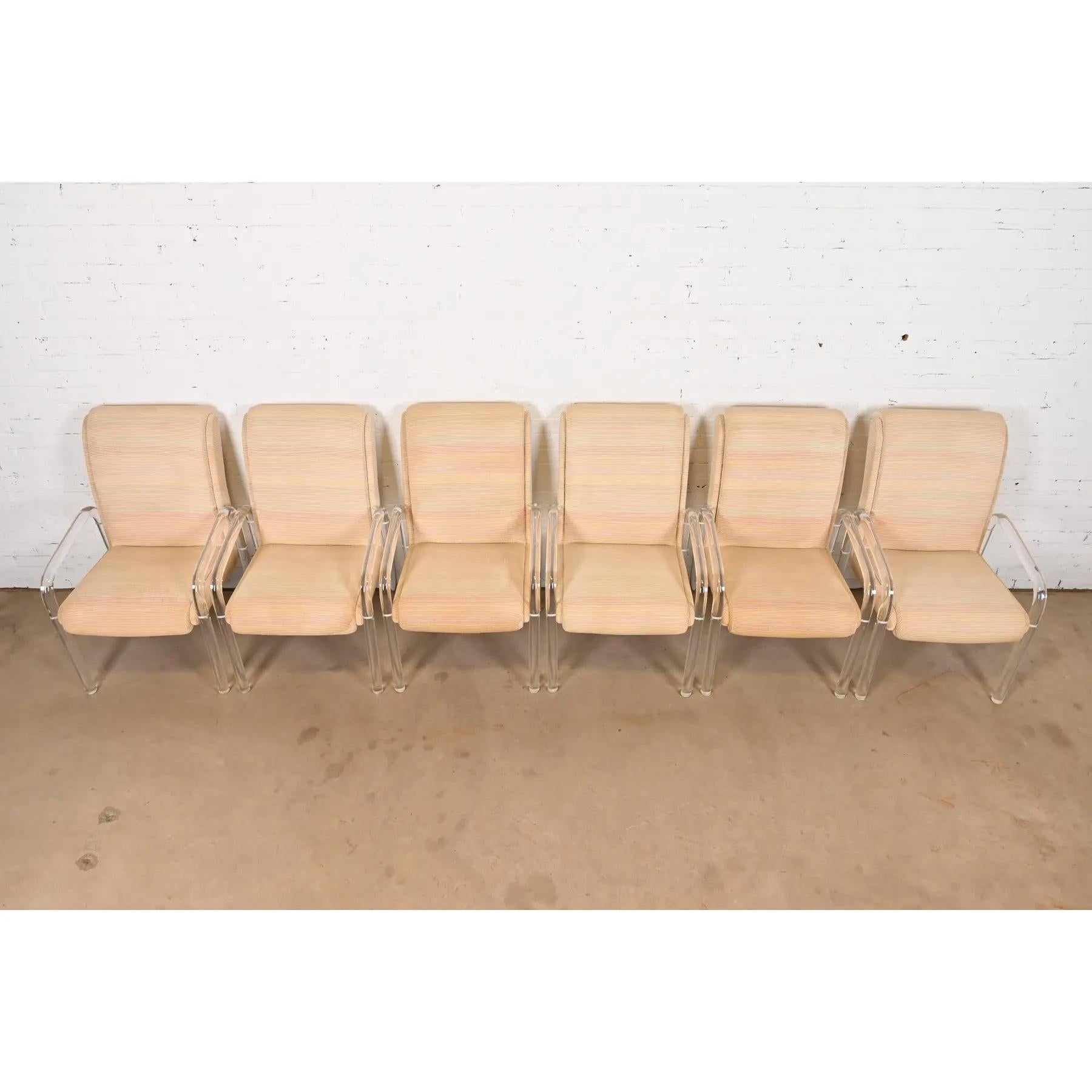 Fin du 20e siècle Fauteuils Art Déco modernes en lucite Leon Frost pour Lion in Frost, lot de six en vente