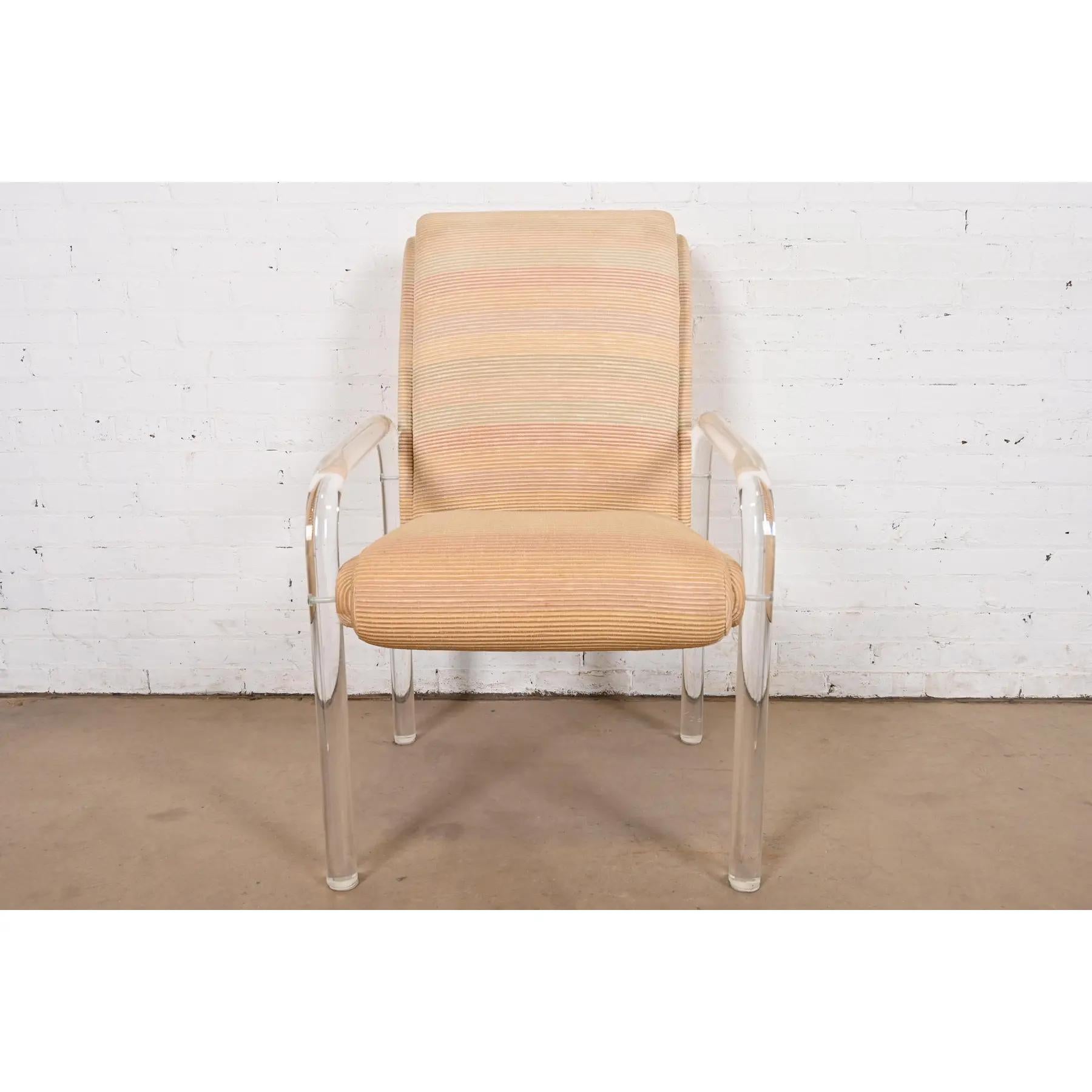 Tissu d'ameublement Fauteuils Art Déco modernes en lucite Leon Frost pour Lion in Frost, lot de six en vente