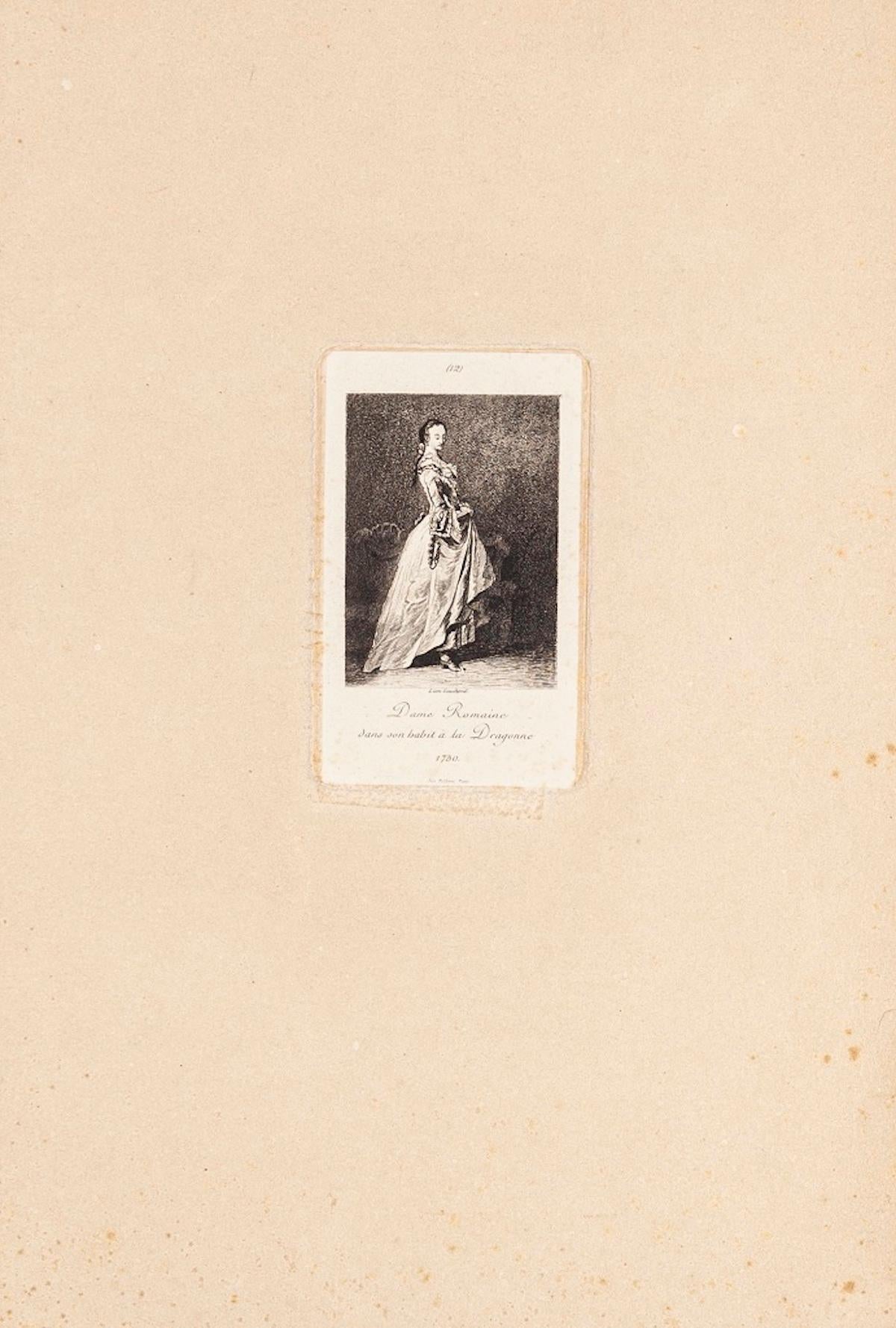 Dame Romaine - Etching and Drypoint by Lèon Gaucherel - 1862 - Print by Léon Gaucherel