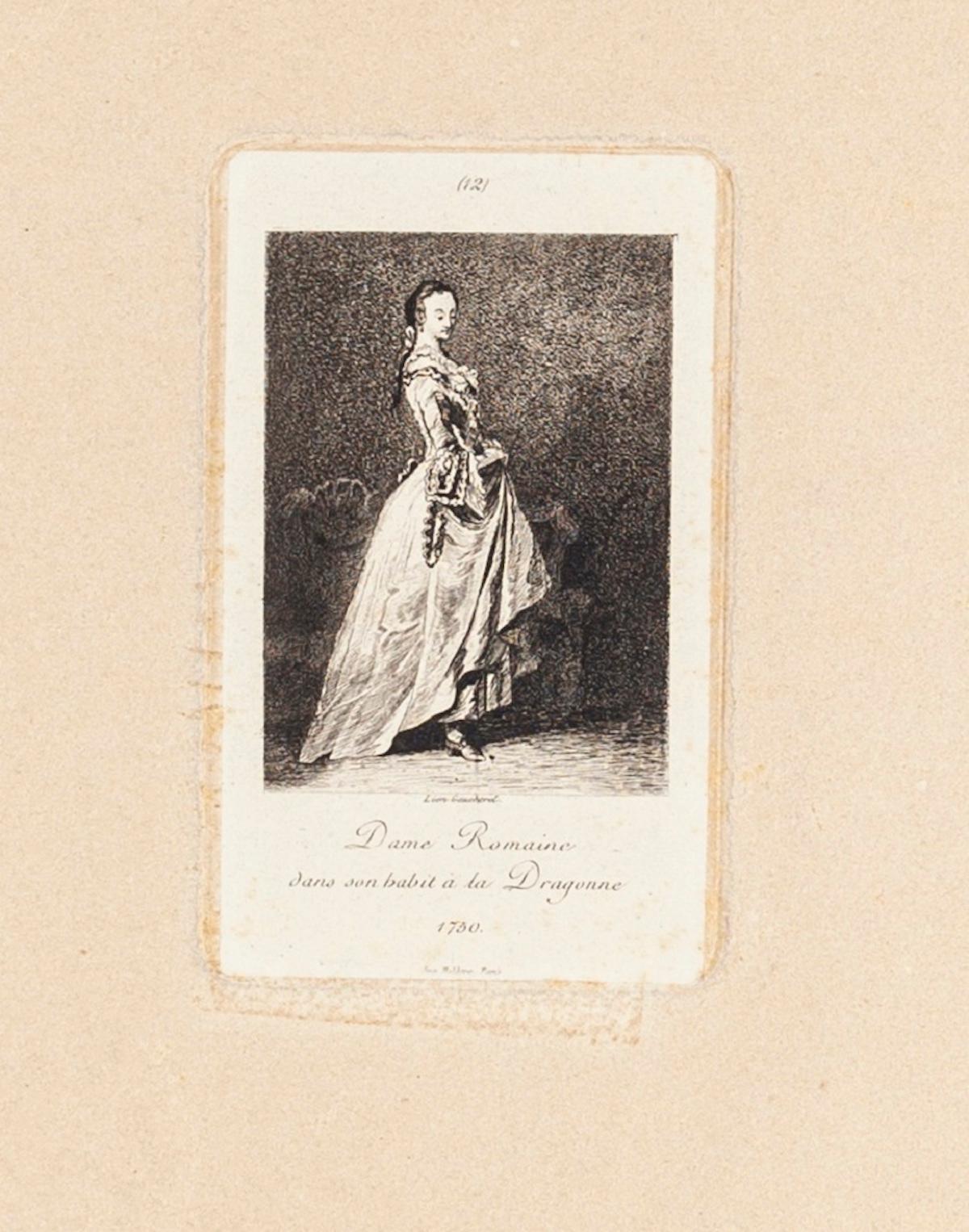 Léon Gaucherel Figurative Print - Dame Romaine - Etching and Drypoint by Lèon Gaucherel - 1862
