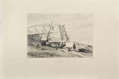 Etretat - Radierung von Lèon Gaucherel - 1860er Jahre