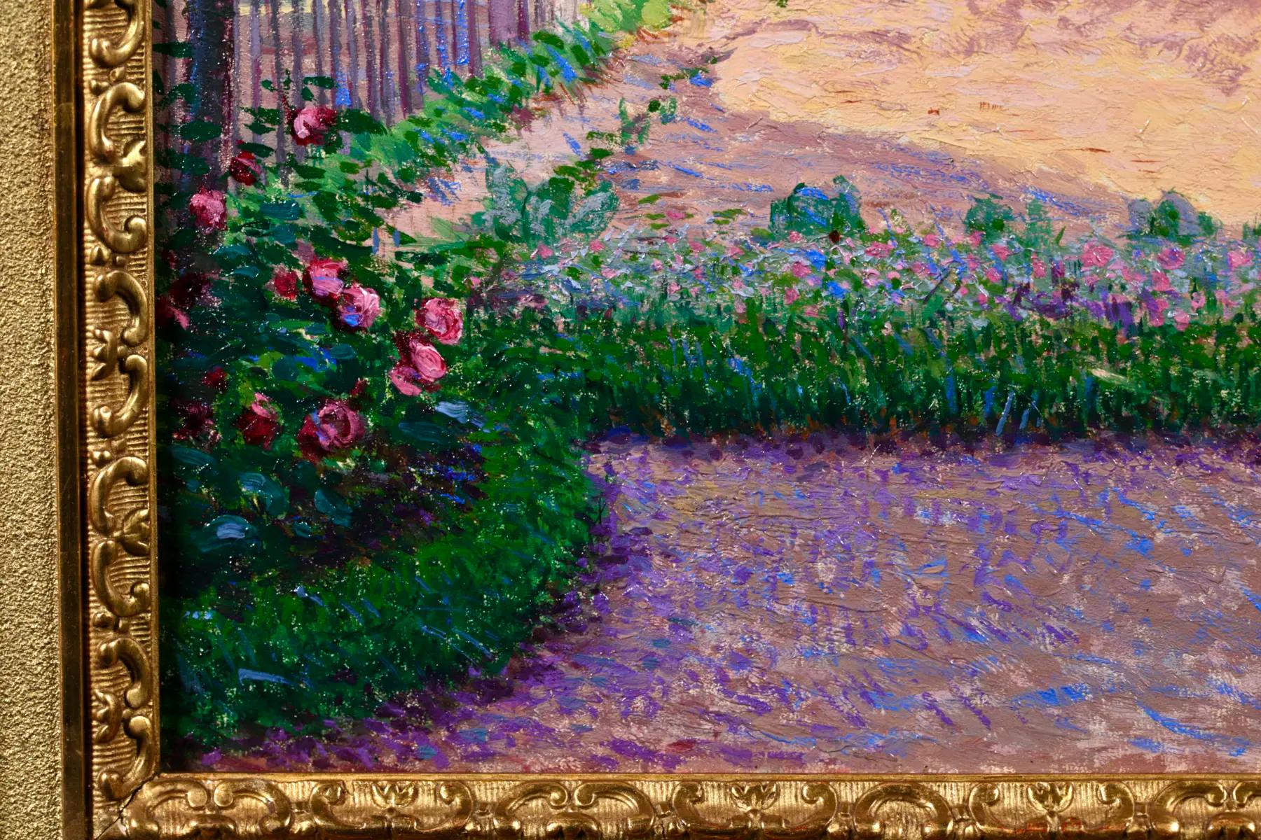 Jardin en Ete - Peinture à l'huile impressionniste de Leon Giran-Max en vente 1