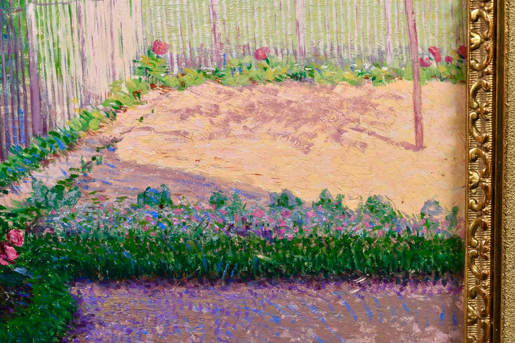 Jardin en Ete - Impressionist Landscape Oil Painting by Leon Giran-Max For Sale 2