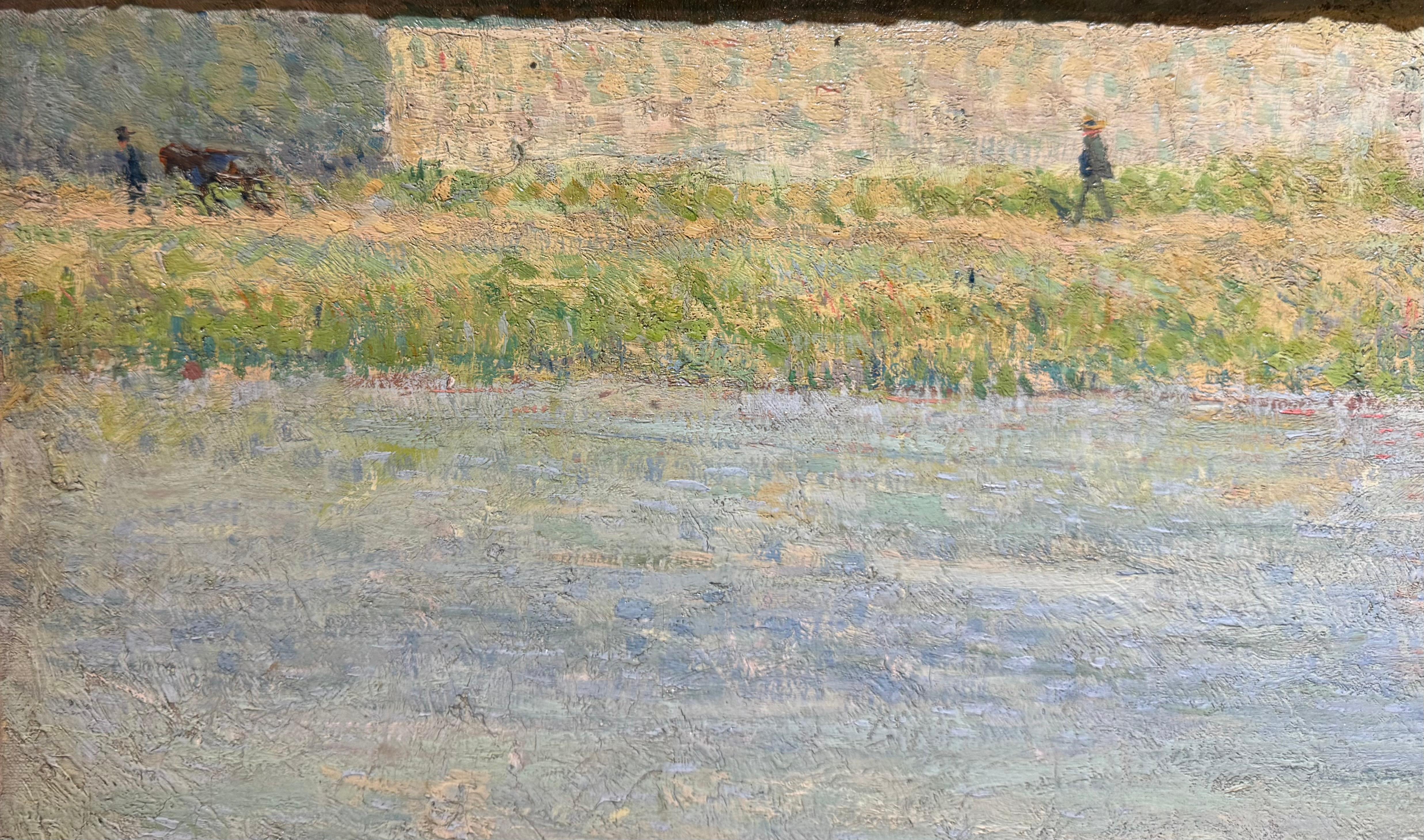 Großer französischer Impressionist Männlicher Junge Schwimmen Landschaft Strand im Angebot 3