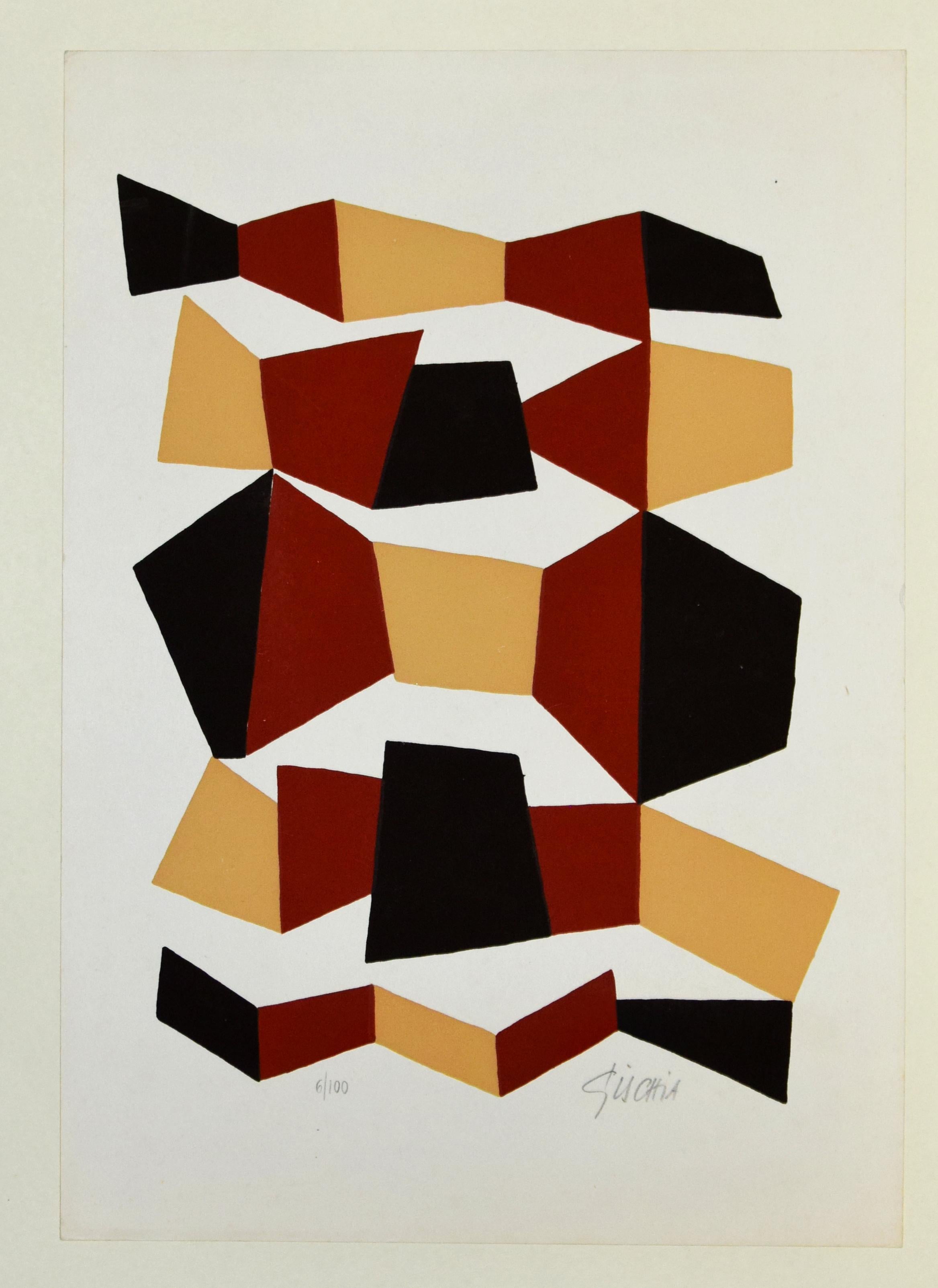 Dark Composition is an original colored screen print realized by Léon Gischia during the 20th century.

Hand-signed in pencil on the lower right. Numbered in pencil on the lower left. Edition 6/100. The serigraph is glued on paper.

Good conditions,