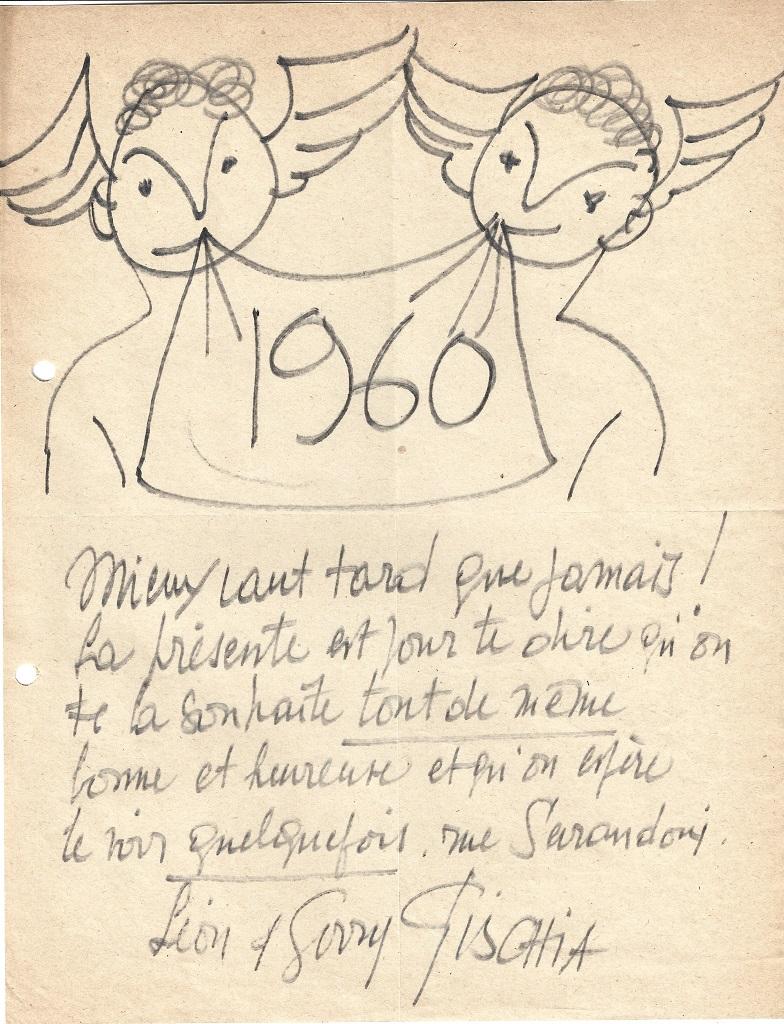 Happy New Year - Drawing by L. Gischia - 1960