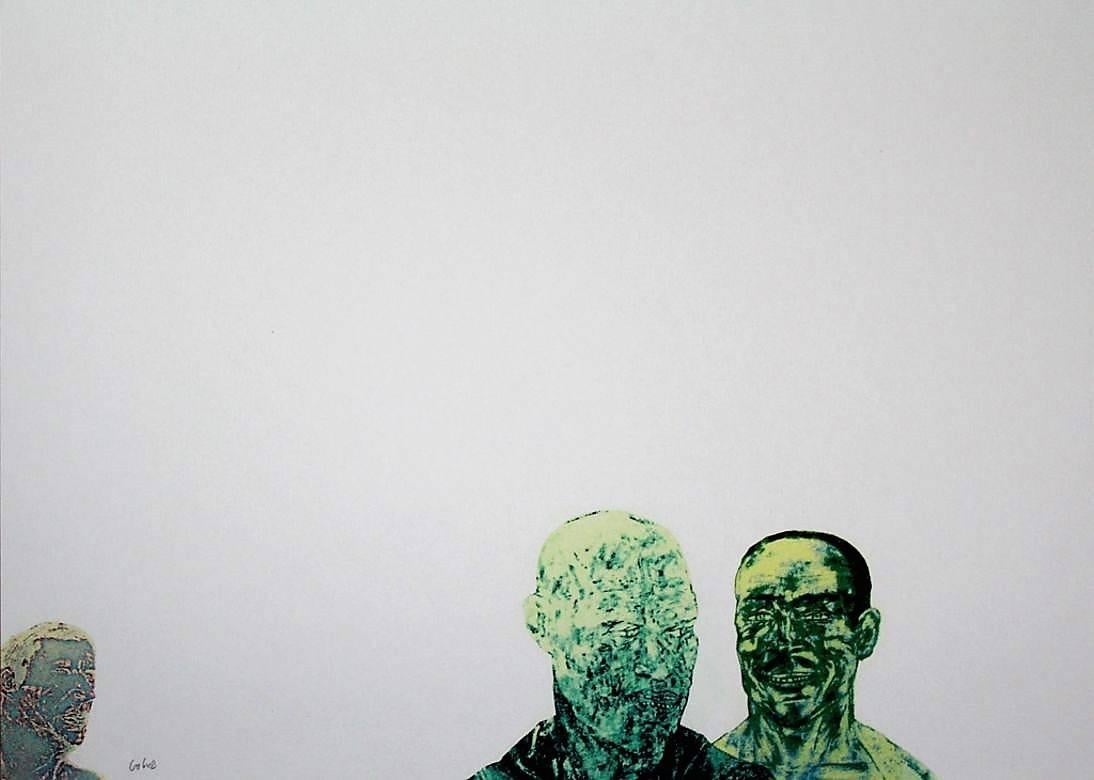 Leon Golub Portrait Print - Three Men