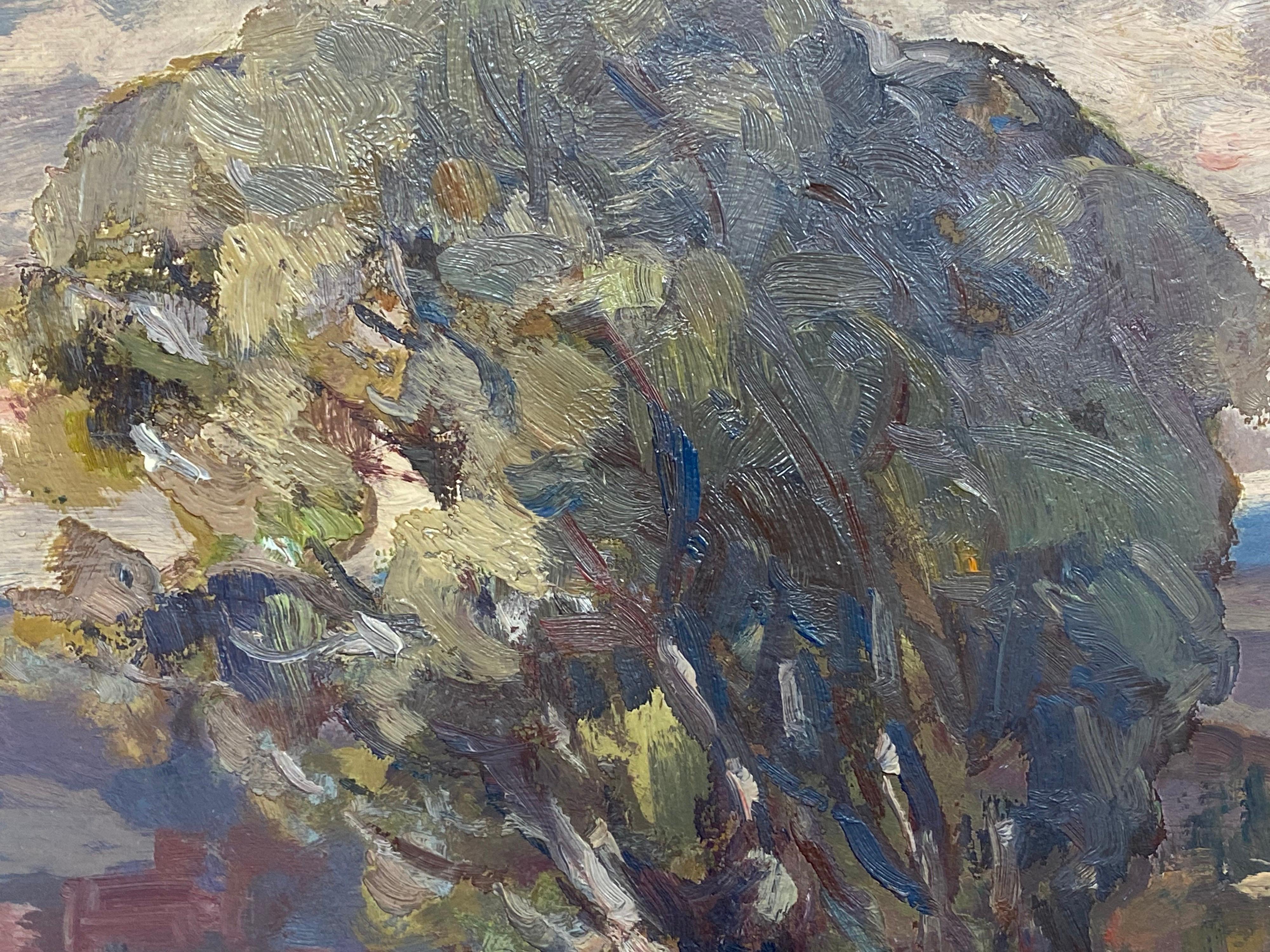 Paisaje al óleo impresionista francés, Ganado en un prado en venta 1