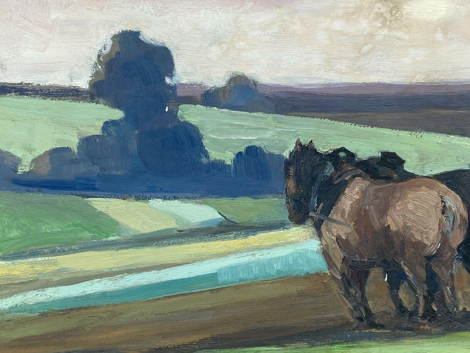 Leon Hatot (1883-1953), impressionniste français des années 1930, fermier, chevaux au chalumeau 2