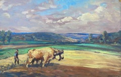 Leon Hatot (1883-1953) 1930's French Impressionist Oil - Oxen in Field Landscape