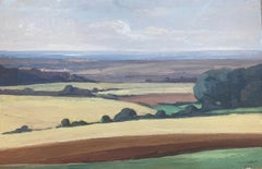 Leon Hatot (1883-1953) Antique French Signed Oil - Open Fields Landscape