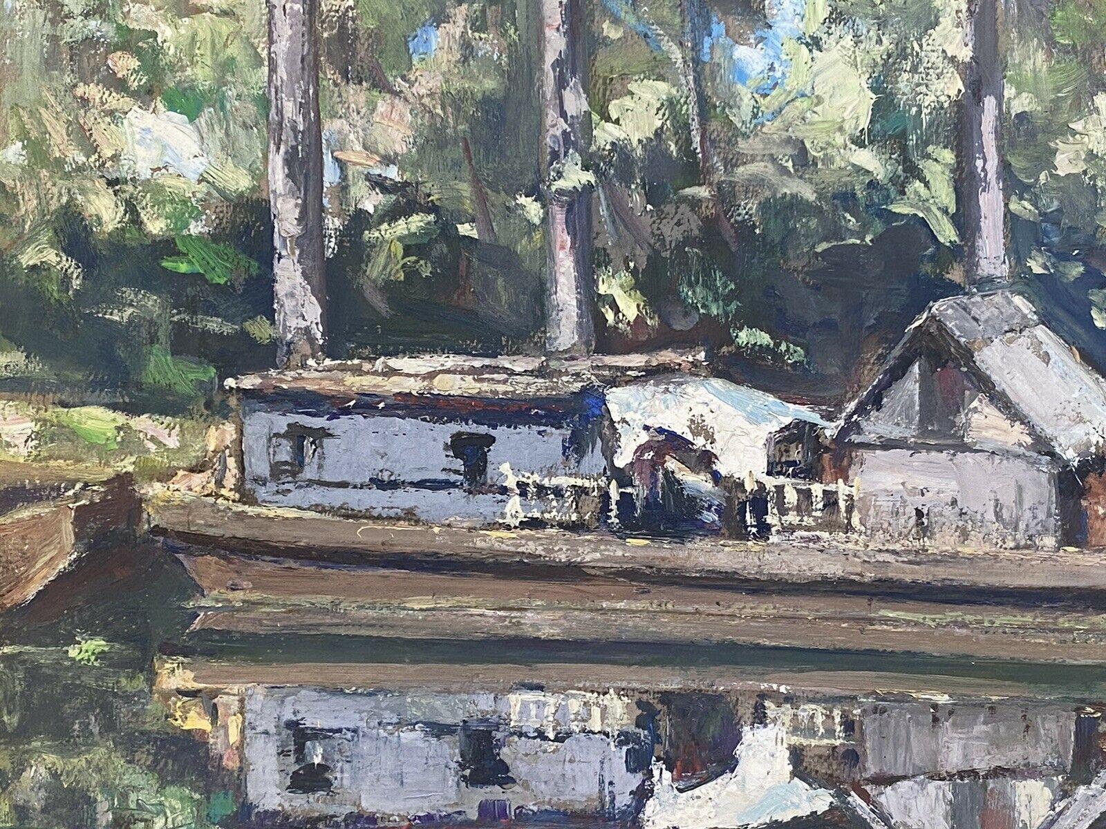 Leon Hatot (1883-1953) French Impressionist Signed Oil - House Boat River L/S 1