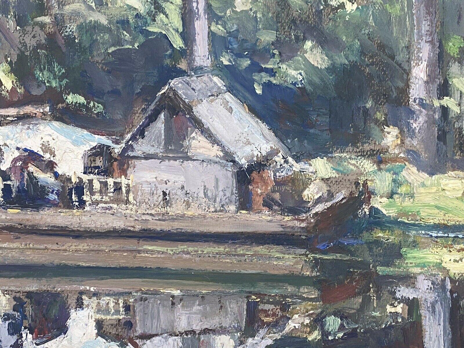 Leon Hatot (1883-1953) French Impressionist Signed Oil - House Boat River L/S 3