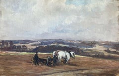 Leon Hatot (1883-1953) French Signed Impressionist Oil Horses in Farming L/C