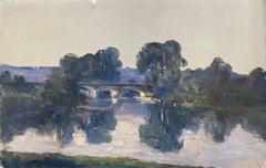 Leon Hatot (1883-1953) Original French Impressionist Oil River Landscape Bridge