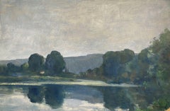 Leon Hatot (1883-1953) Original Signed French Impressionist Oil - River at Dusk