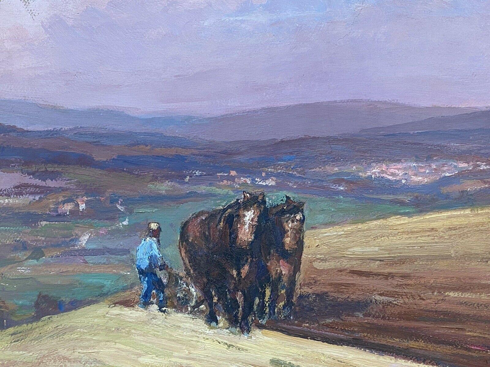 Leon Hatot (1883-1953) Original Signed Oil Painting - Farmer with Plough Horses 2