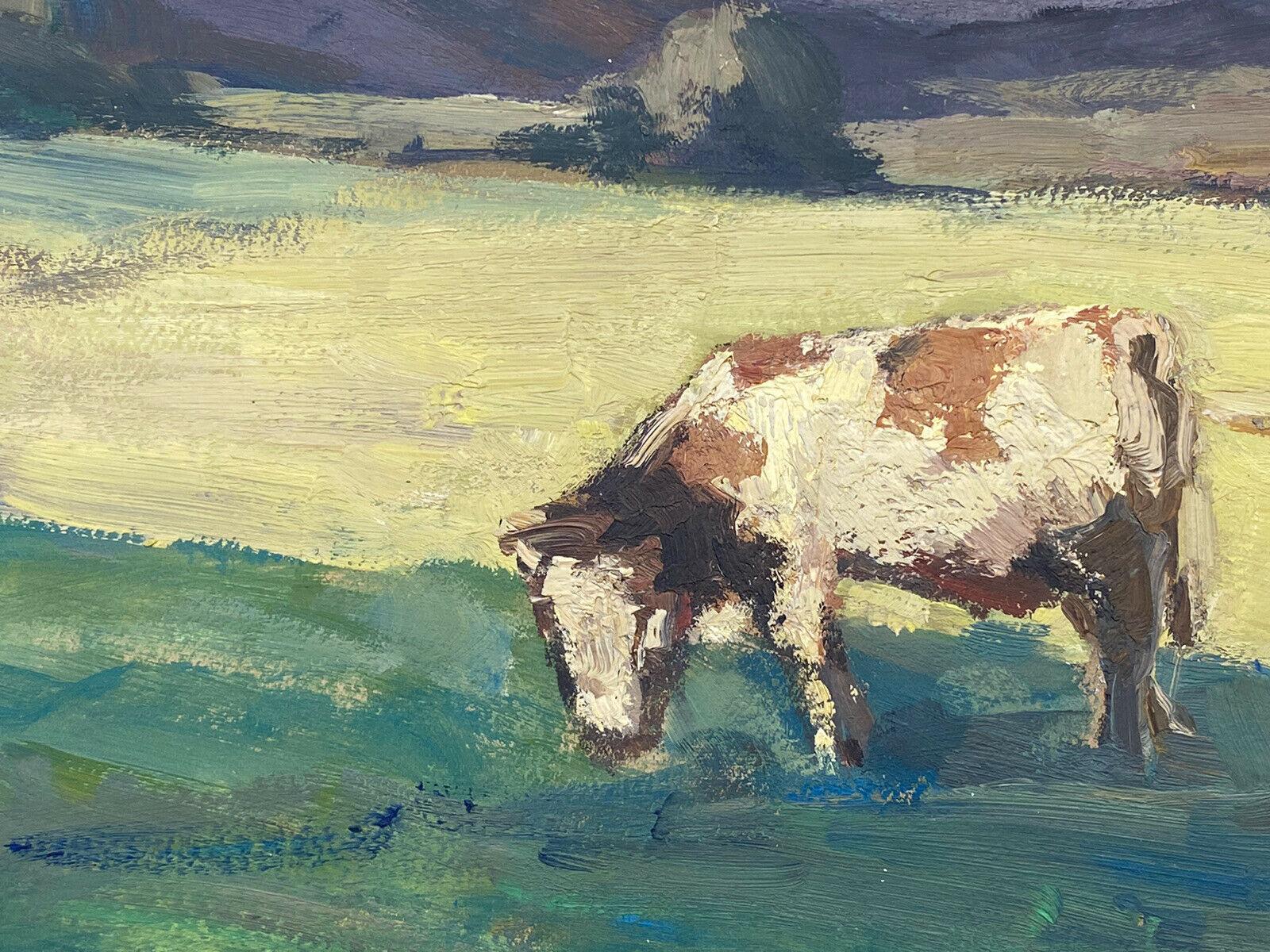 Leon Hatot (1883-1953) Original Signed Oil Painting - Pastoral Landscape Cow 1