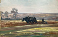 Leon Hatot (1883-1953) Signed French Impressionist Oil - Farmer Ploughing