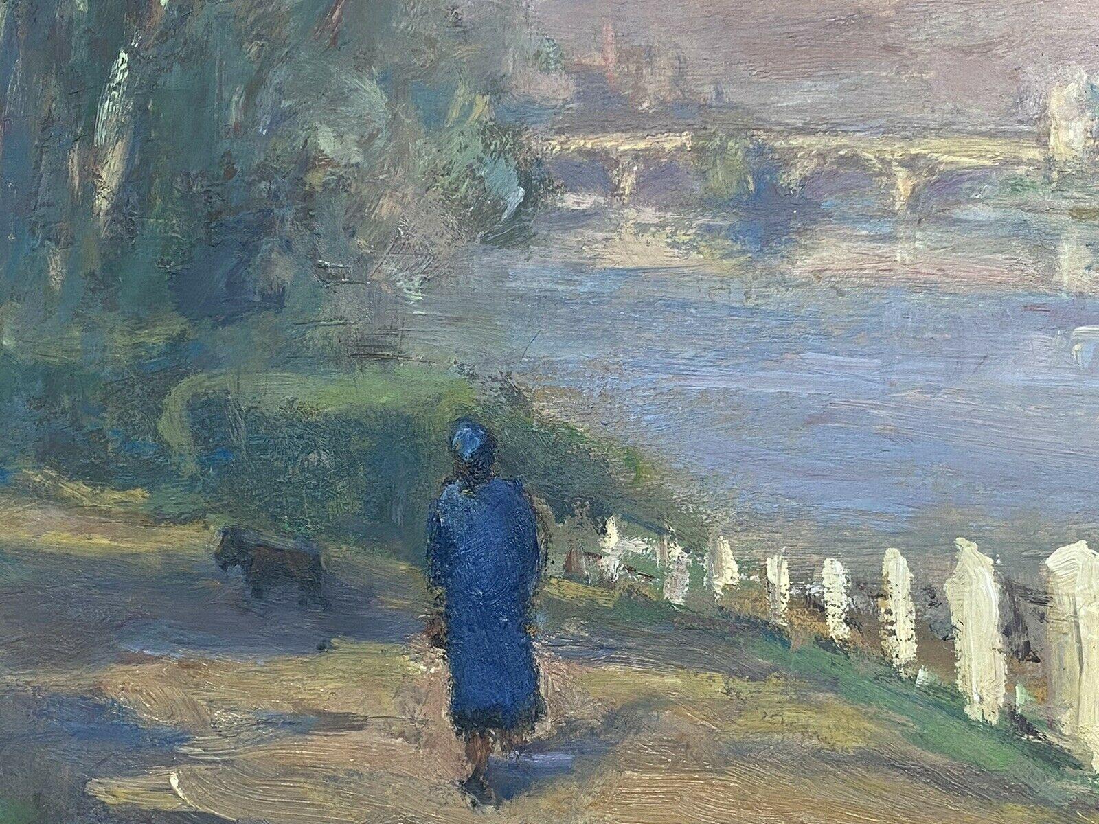 Leon Hatot (1883-1953) Vintage French Impressionist Oil River Landscape Figures 4