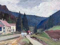Französisches impressionistisches Ölgemälde im Vintage-Stil, Zwei Wege, die sich kreuzen
