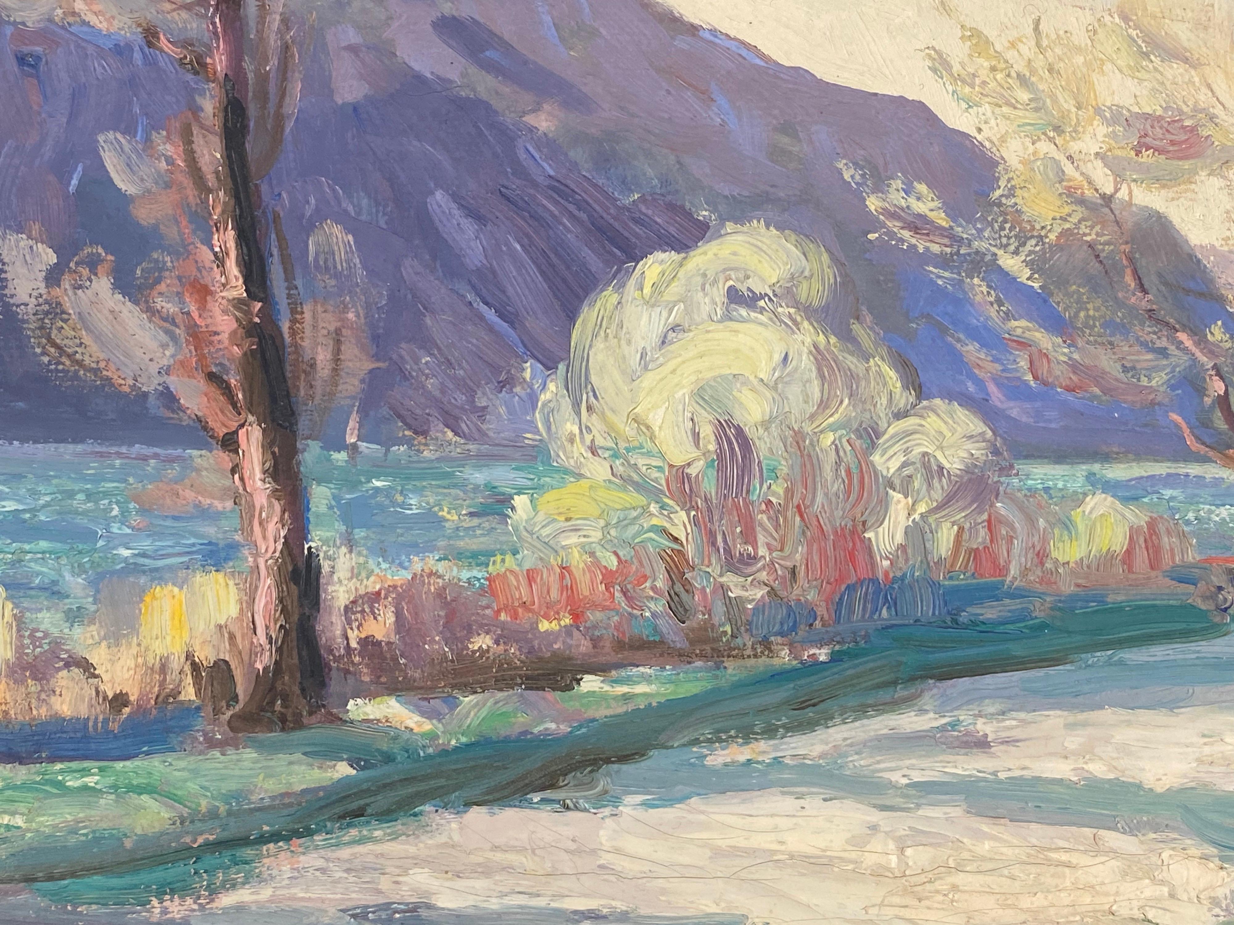 Artist/ School: Leon Hatot (French 1883-1953), 

Title: Impressionist oil painting 

Medium: oil painting on thick paper, unframed.

Size:  painting: 9.5 x 12.5 inches.

Provenance: all the paintings we have for sale by this artist have come from