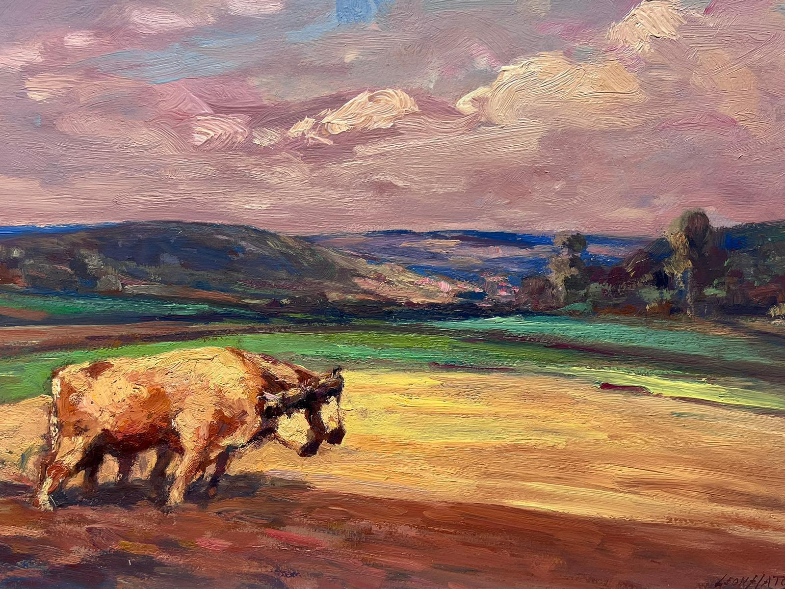 watercolor cows in a field