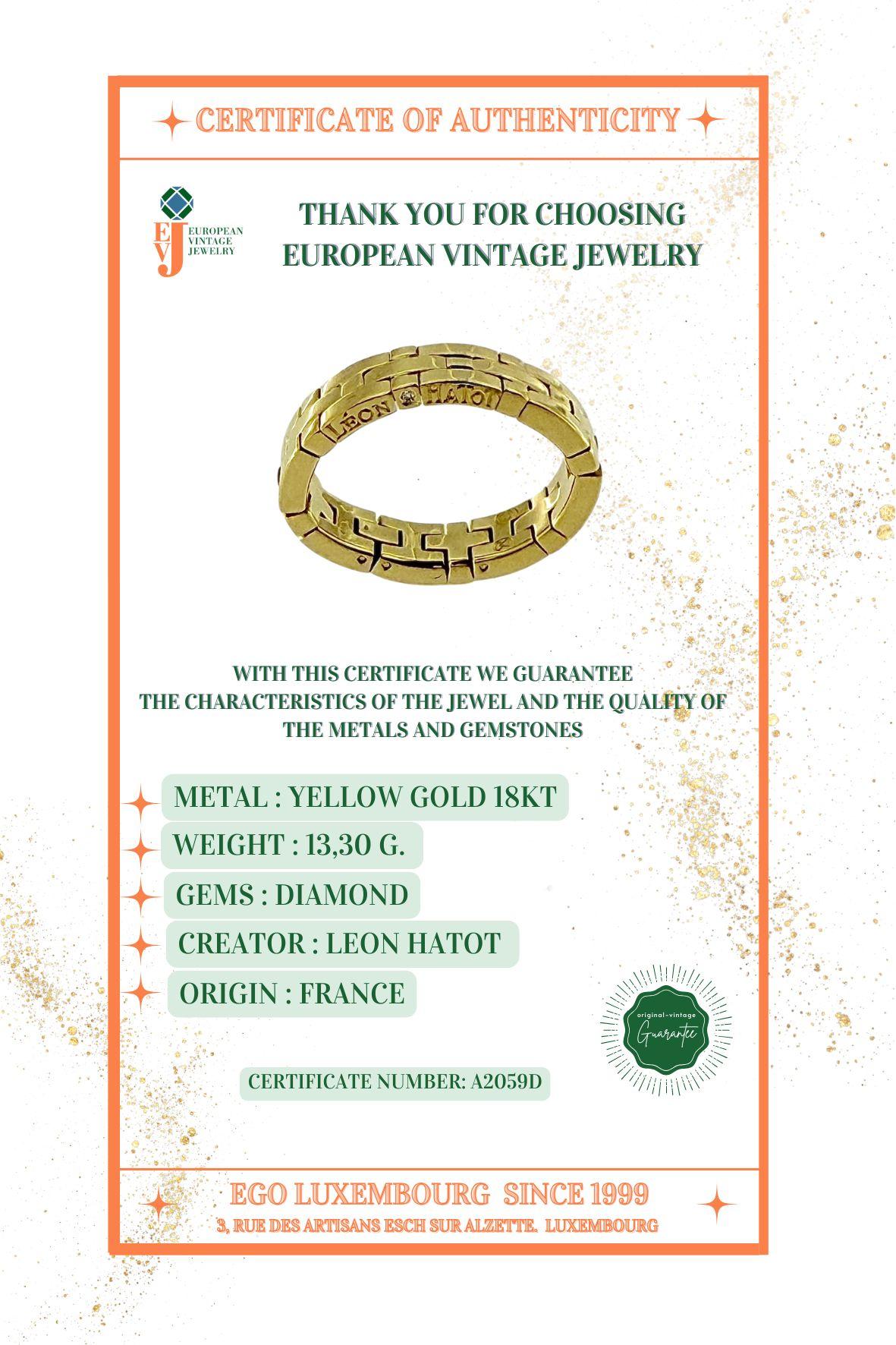 Leon Hatot Yellow Gold Flexible Diamond Ring For Sale 6