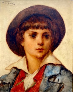 Léon Herbo, Templeuve 1850 – 1907 Ixelles, Belgian Painter, 'Portrait of a Boy'