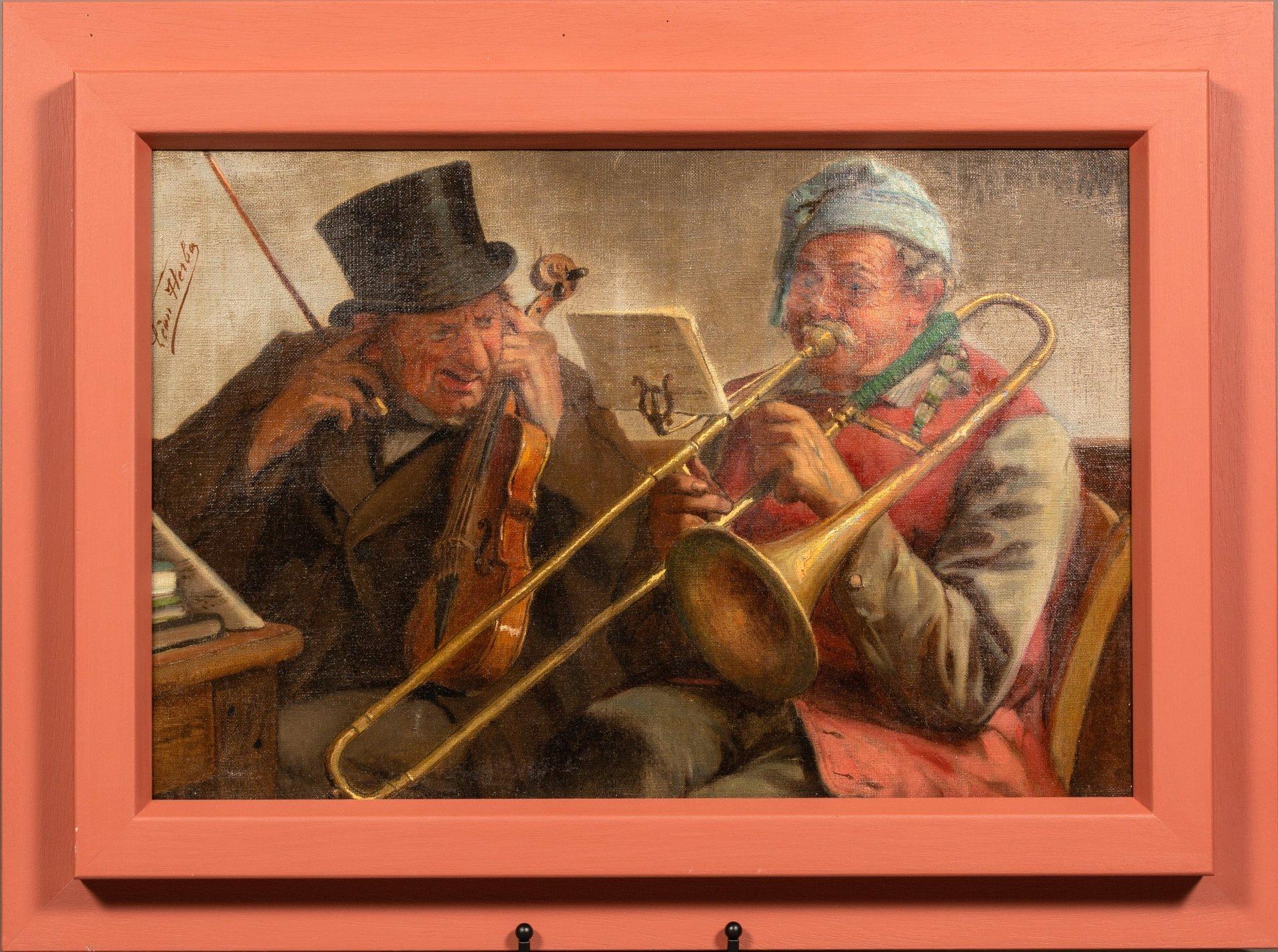 Un concert cacophonique oil on canvas by Leon Herbo (1850 - 1907) 7