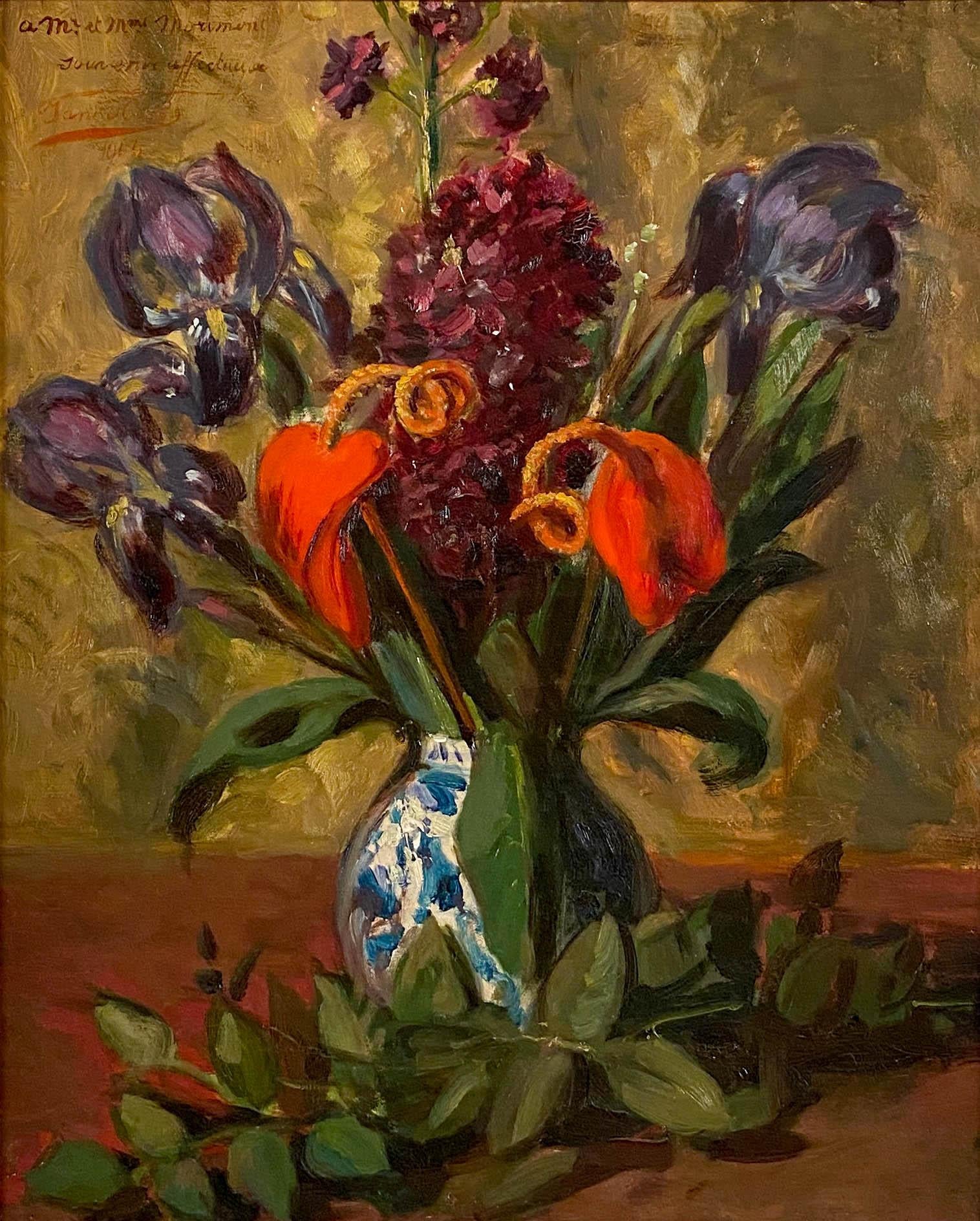 Fleurs-Vase von Fleurs – Painting von Leon Herbo