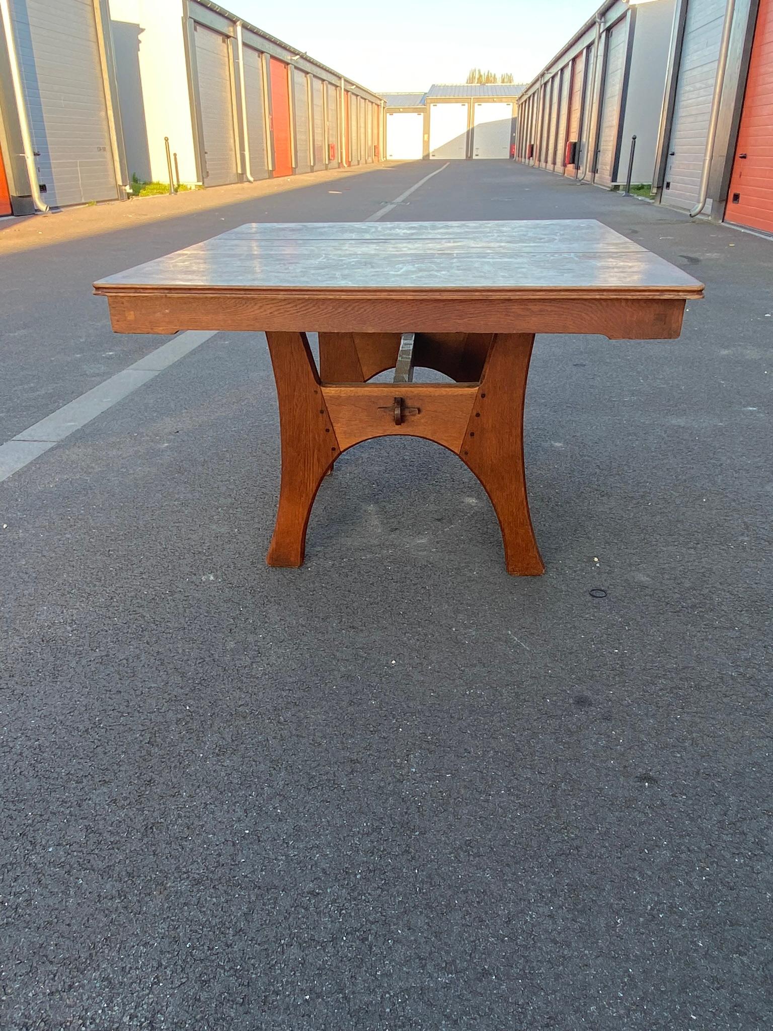 Art nouveau Table en chêne art nouveau de Léon Jallot '1874-1967' vers 1910 en vente