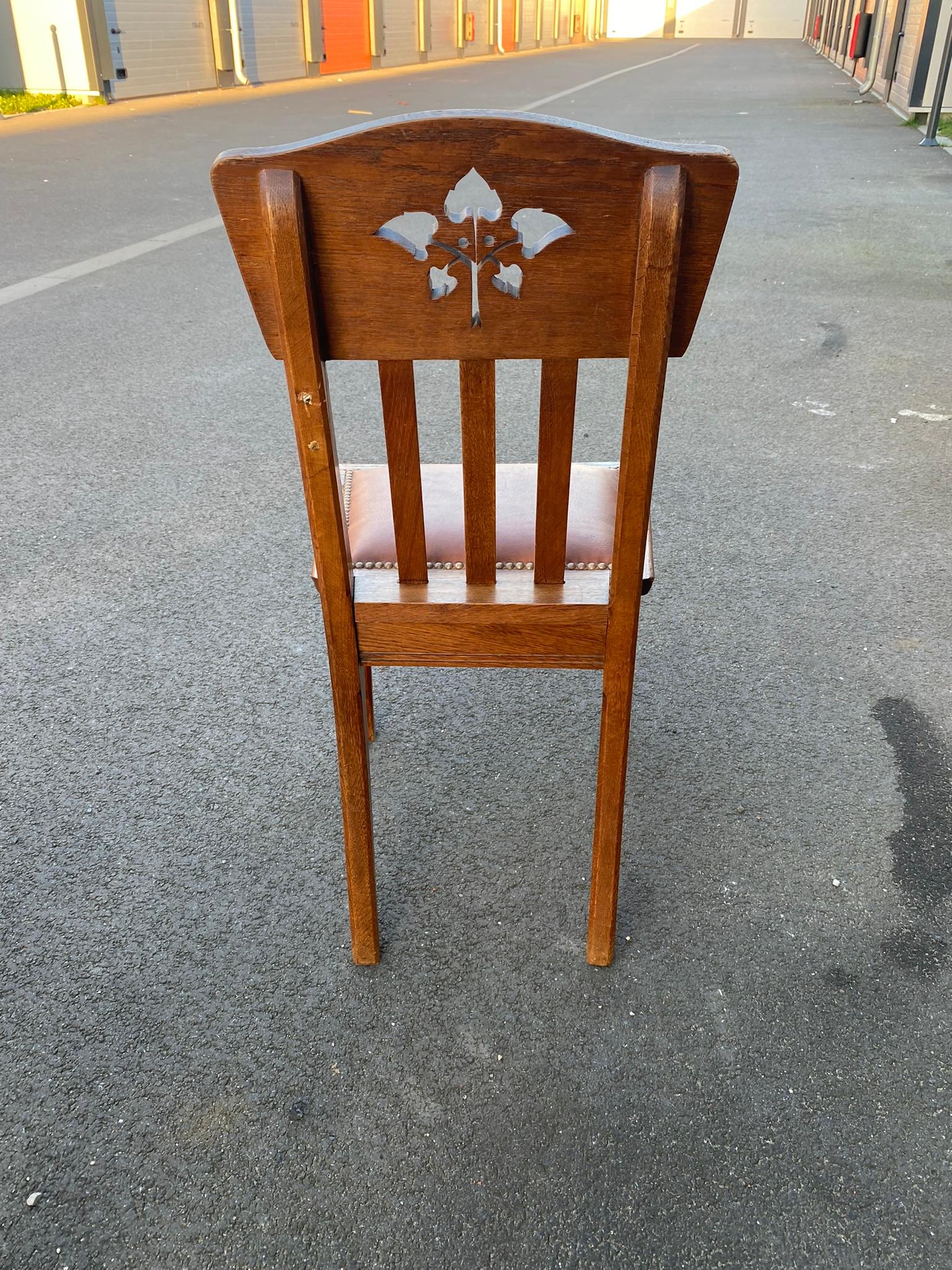 Léon Jallot '1874-1967' Set of 6 Chairs in Oak, circa 1910 For Sale 9