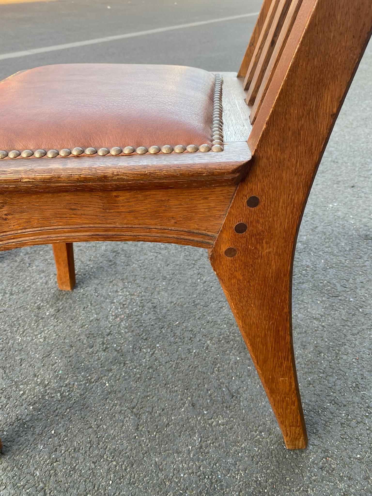 Léon Jallot '1874-1967' Set of 6 Chairs in Oak, circa 1910 For Sale 2