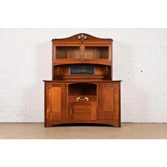 Credenza o mobile bar Léon Jallot in stile Art Nouveau francese in Oak e frassino, CIRCA 1905