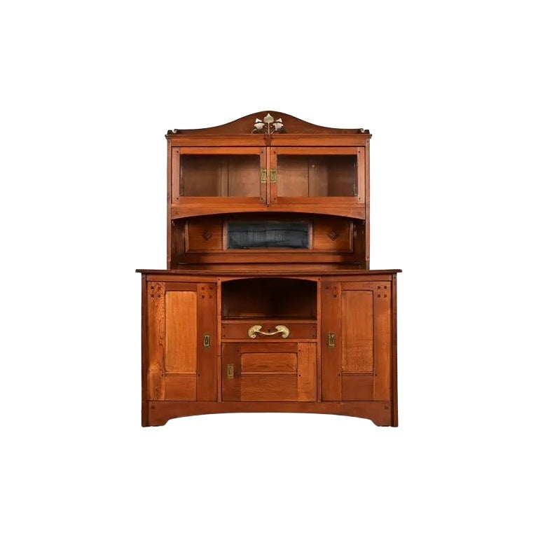 Credenza o mobile bar Léon Jallot in stile Art Nouveau francese in Oak e frassino, CIRCA 1905