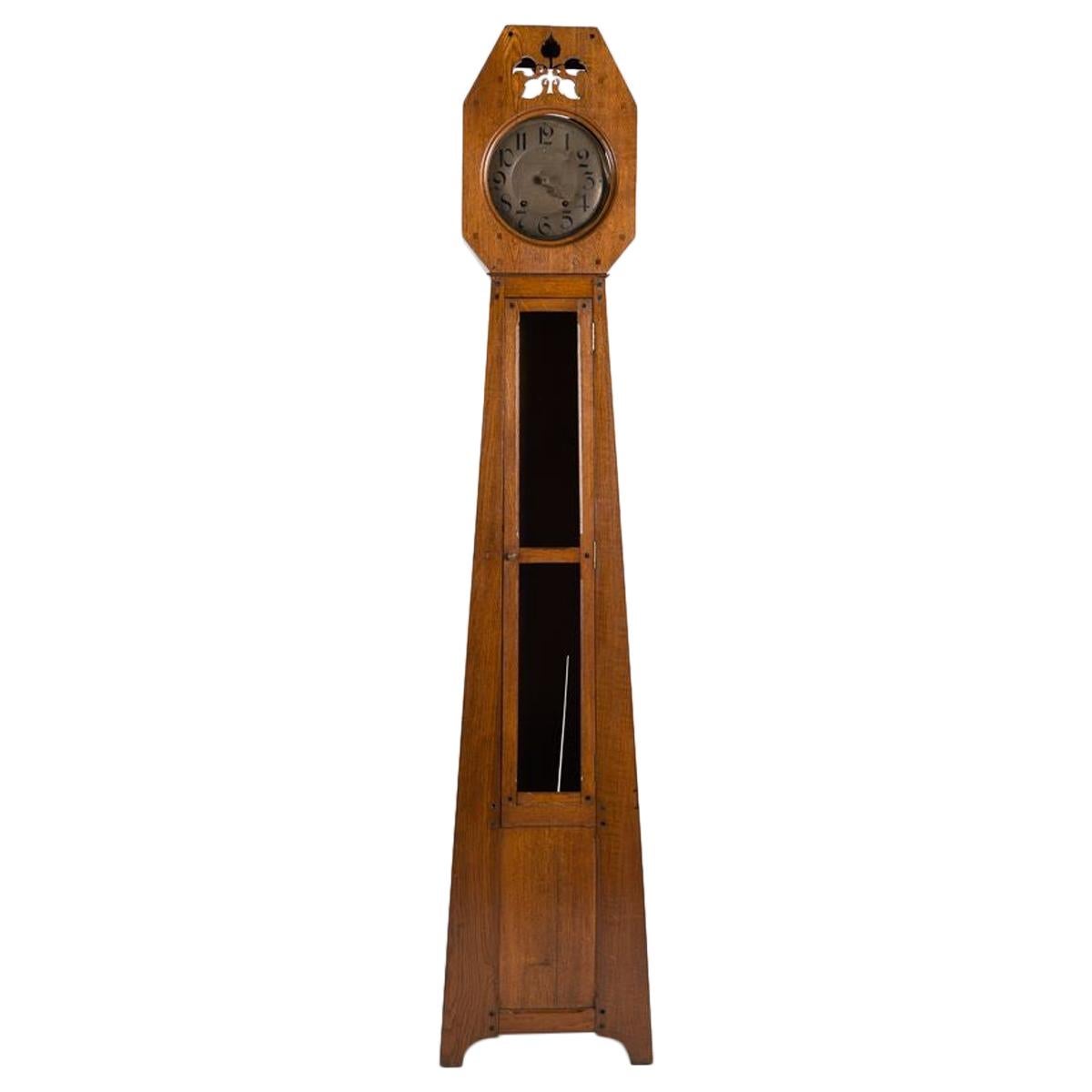 Léon Jallot, Oak Grandfather Clock, France, 1910