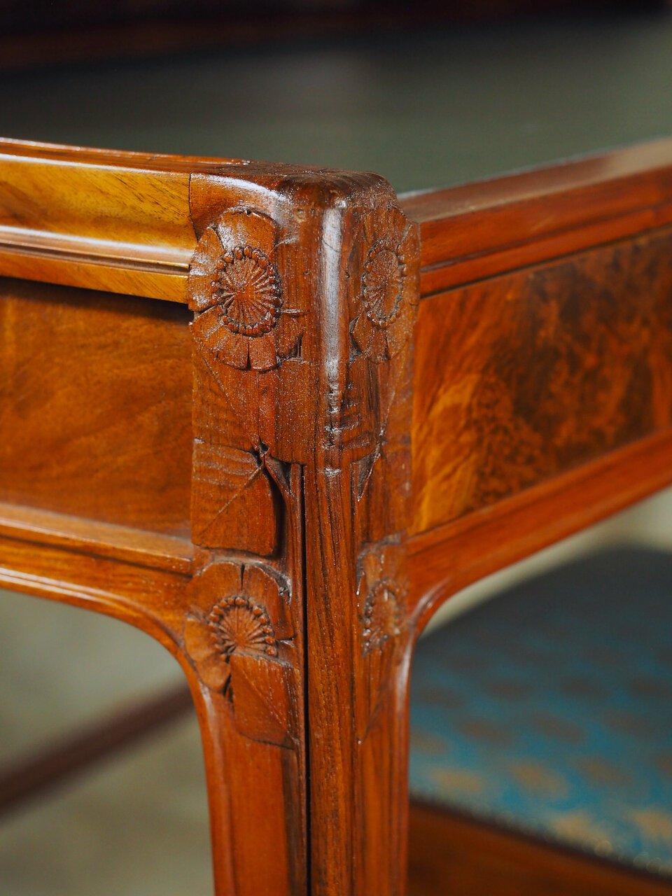 Leon Jallot Sculpted Walnut Desk and Chair In Excellent Condition For Sale In Philadelphia, PA