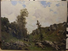 Antique Mountain landscape, XIX c. - Oil on canvas, 27x35 cm., framed.