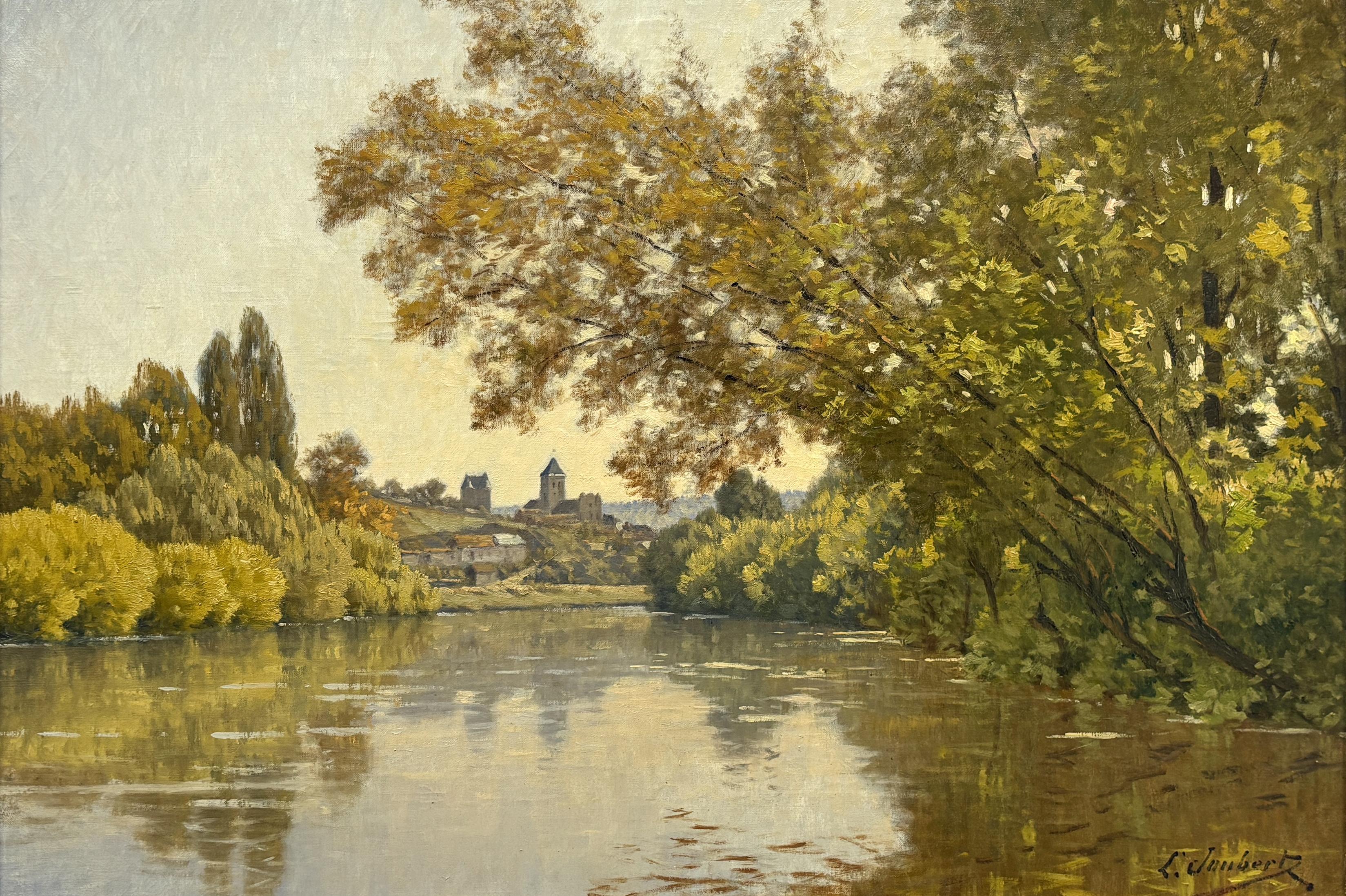 Un Coin de Seine a Vetheuil (Le Matin) – Painting von Leon Joubert