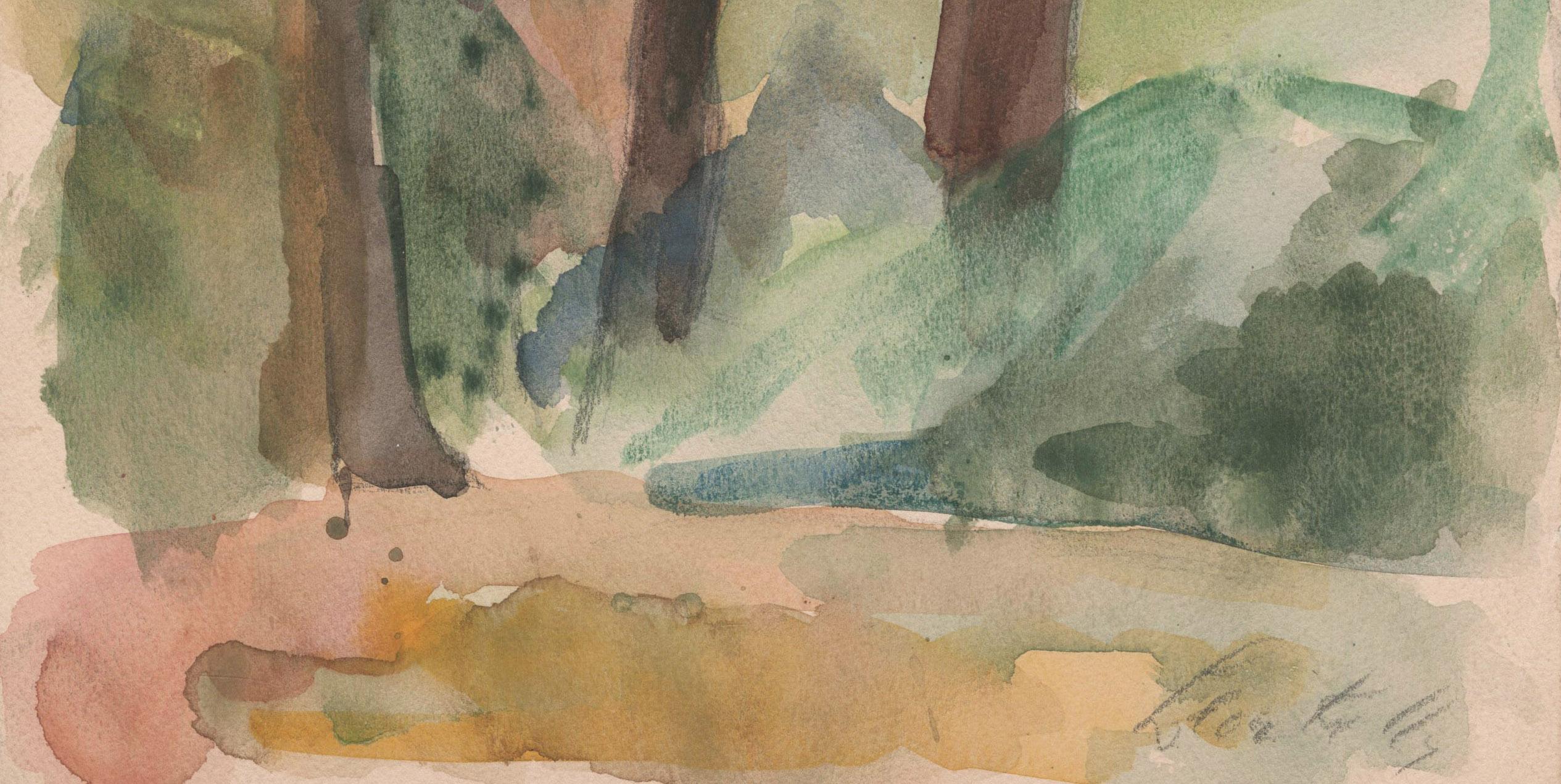 Landscape with Trees
Watercolor on paper, 1929
Signed in pencil lower right corner
Obviously influenced by the Cezanne works in the collection of his patron Alfred C. Barnes of Philadelphia.
Provenance: Estate of the Artist
                     