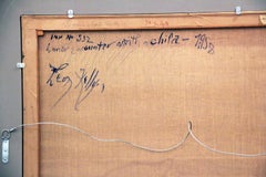 Incontro lunare con bambino, ritratto surrealista, olio su tela, 1958, incorniciato