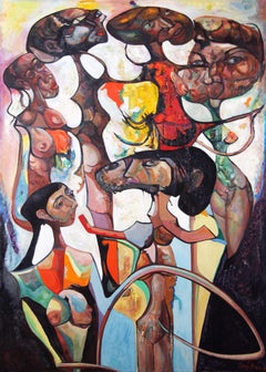 Secundo Congreso Feminino, Large Canvas Surrealist Female Group Portrait, 1969