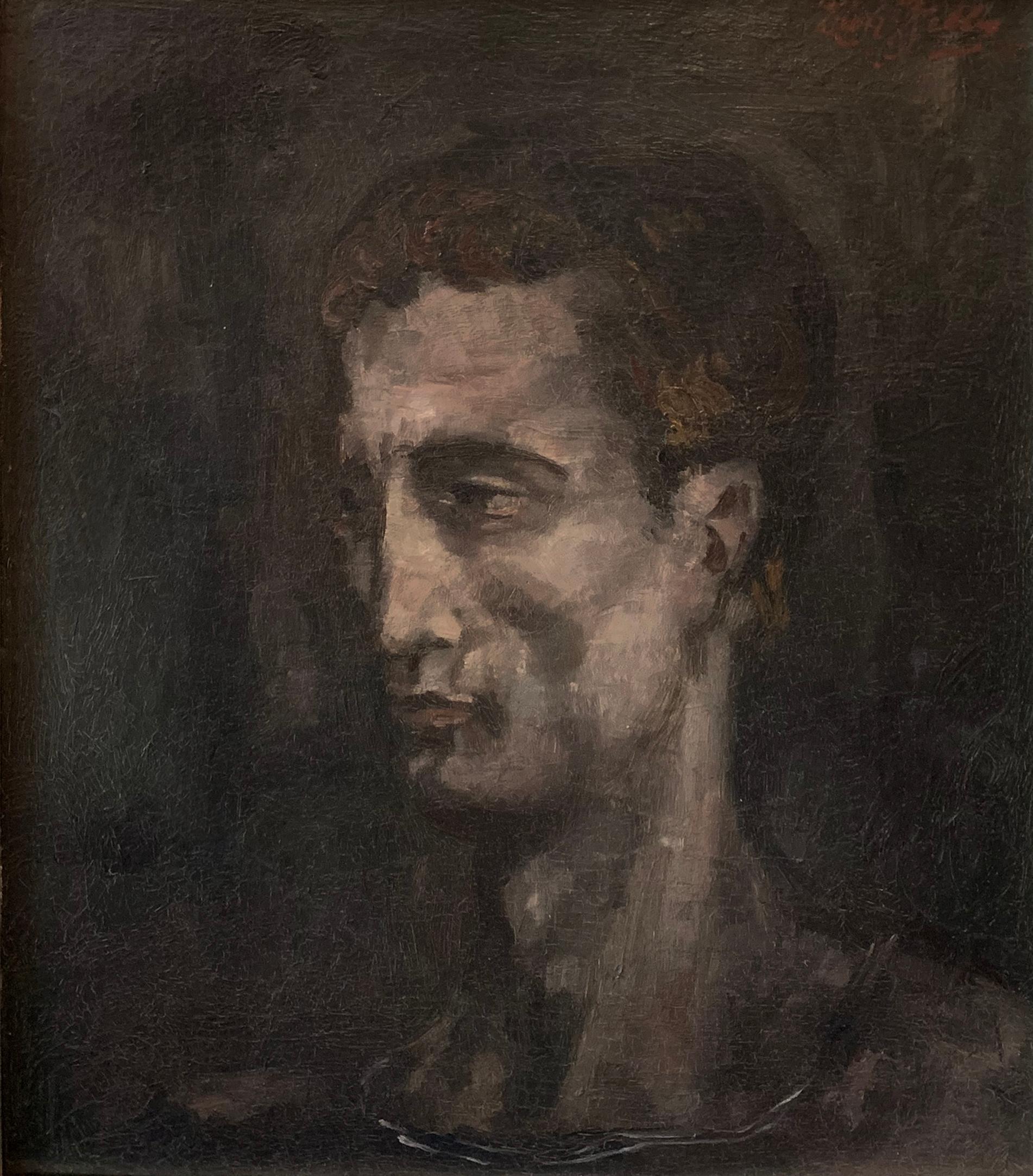 Self Portrait, Oil on Board, Signed and Dated, 1925, American Modernist - Painting by Leon Kelly