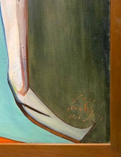 Tenderness of Maternity, Large Canvas Surrealist Portrait of a Couple, 1968